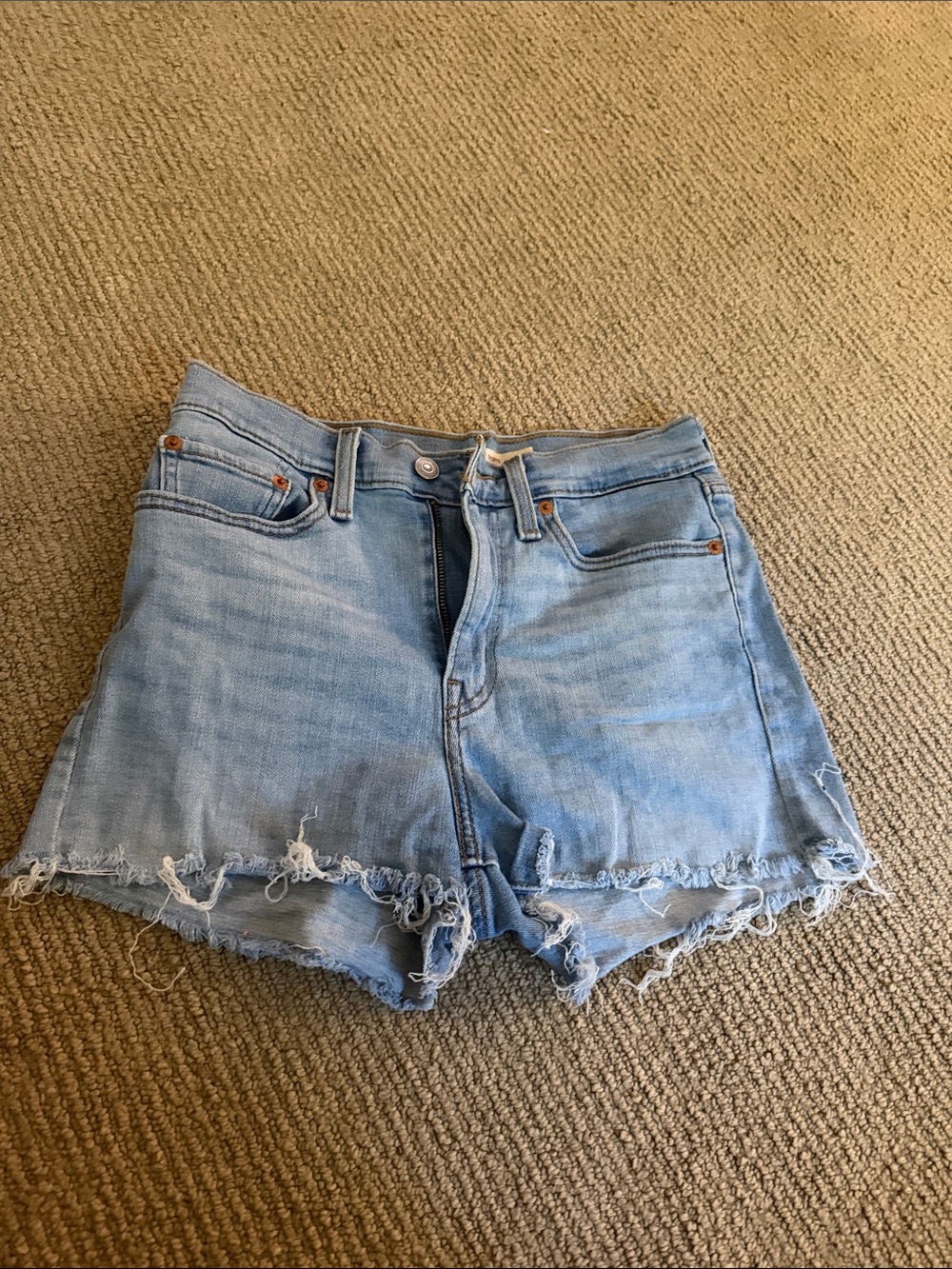 Levi's Light Blue Distressed Denim Cutoff Shorts